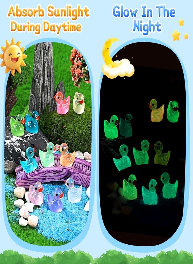 EKisemio 120pcs Luminous Mini Ducks, 10 Colors Tiny Ducks to Hide Resin Ducks Glow in The Dark for Miniature Fairy Garden Accessories Micro Landscape Aquarium Ornaments Kit Dollhouse Decor Crafts - Image 4